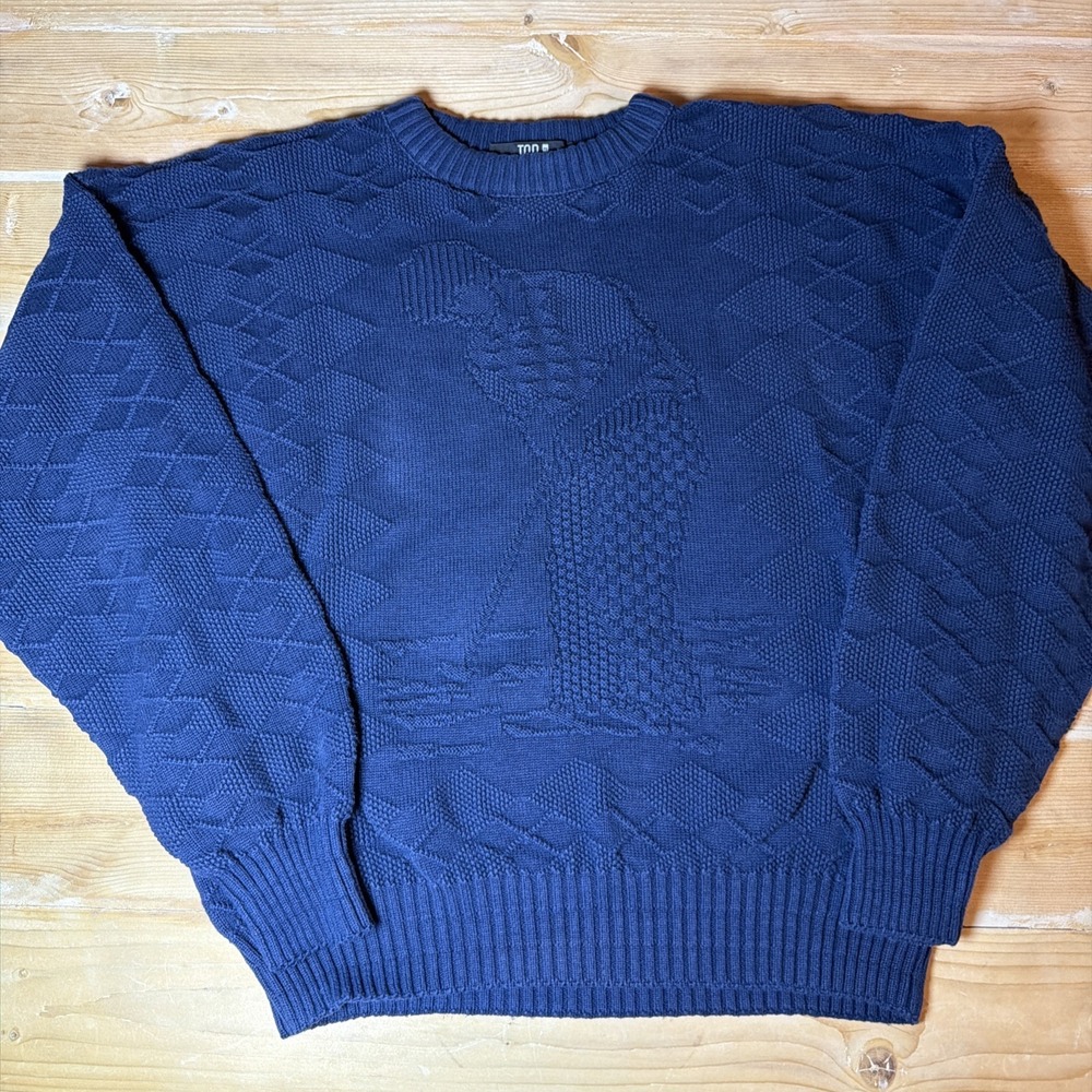 Vintage 90s Men's TSR‎ Golf Pullover Knit Sweater Size XL Navy Grandpa